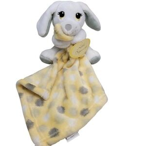 Little Beginnings Plush Dog Puppy Security Blanket Lovey Yellow Polka‎ Dot Baby